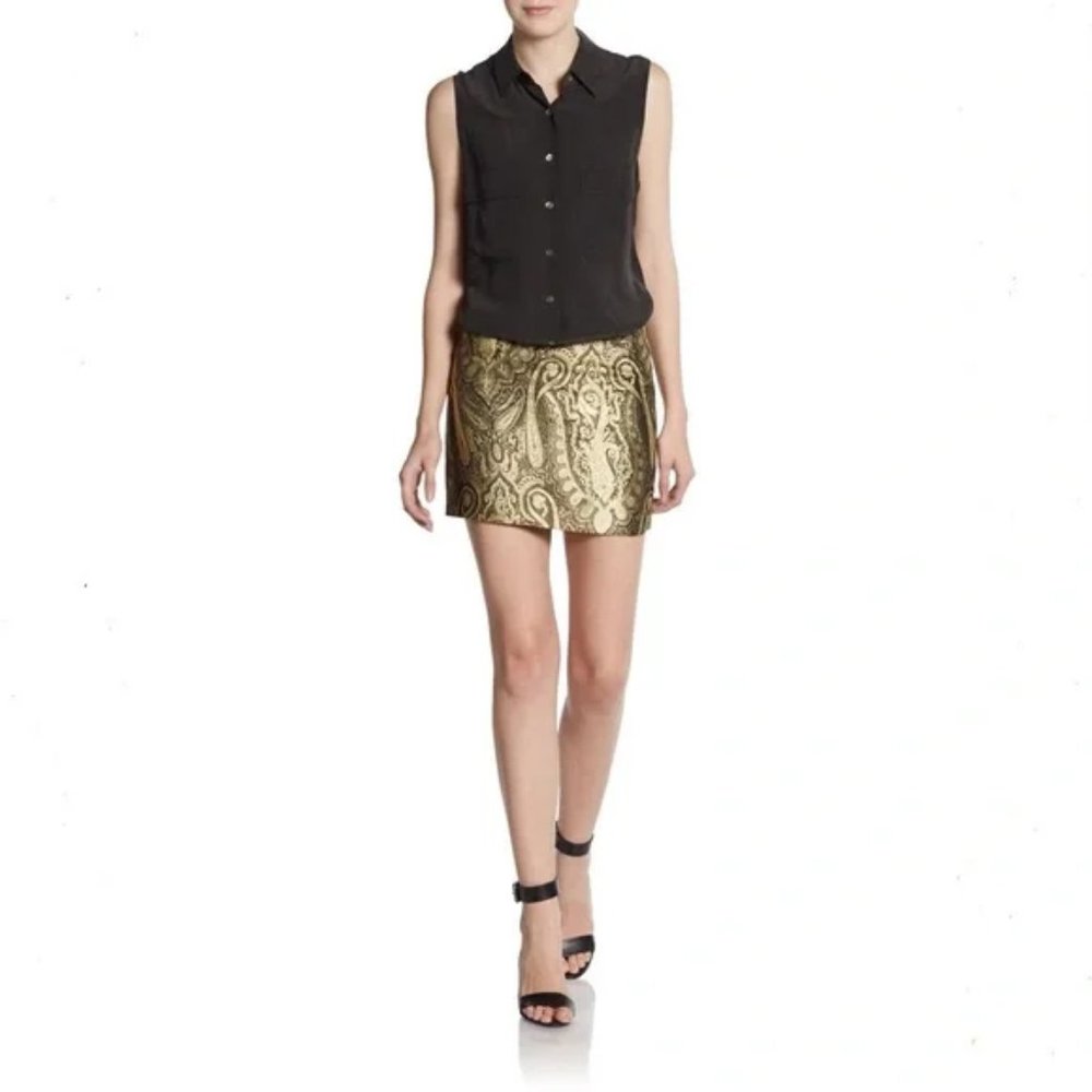 Alice + Olivia Yolanda Gold Metallic Mini Skirt